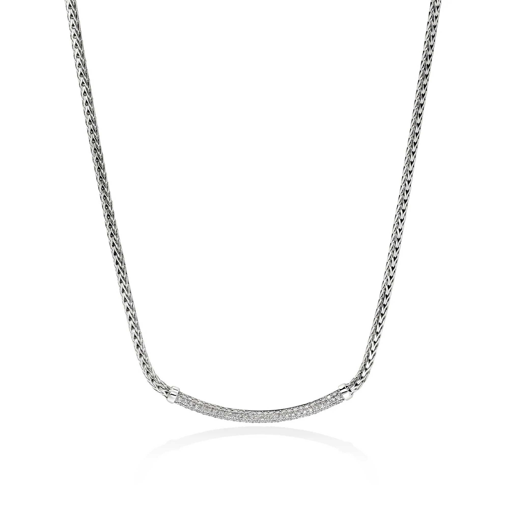 JH Essential Pavé Necklace, Sterling Silver, Diamonds, 2.5MM|NBP986982DI sold by John Hardy