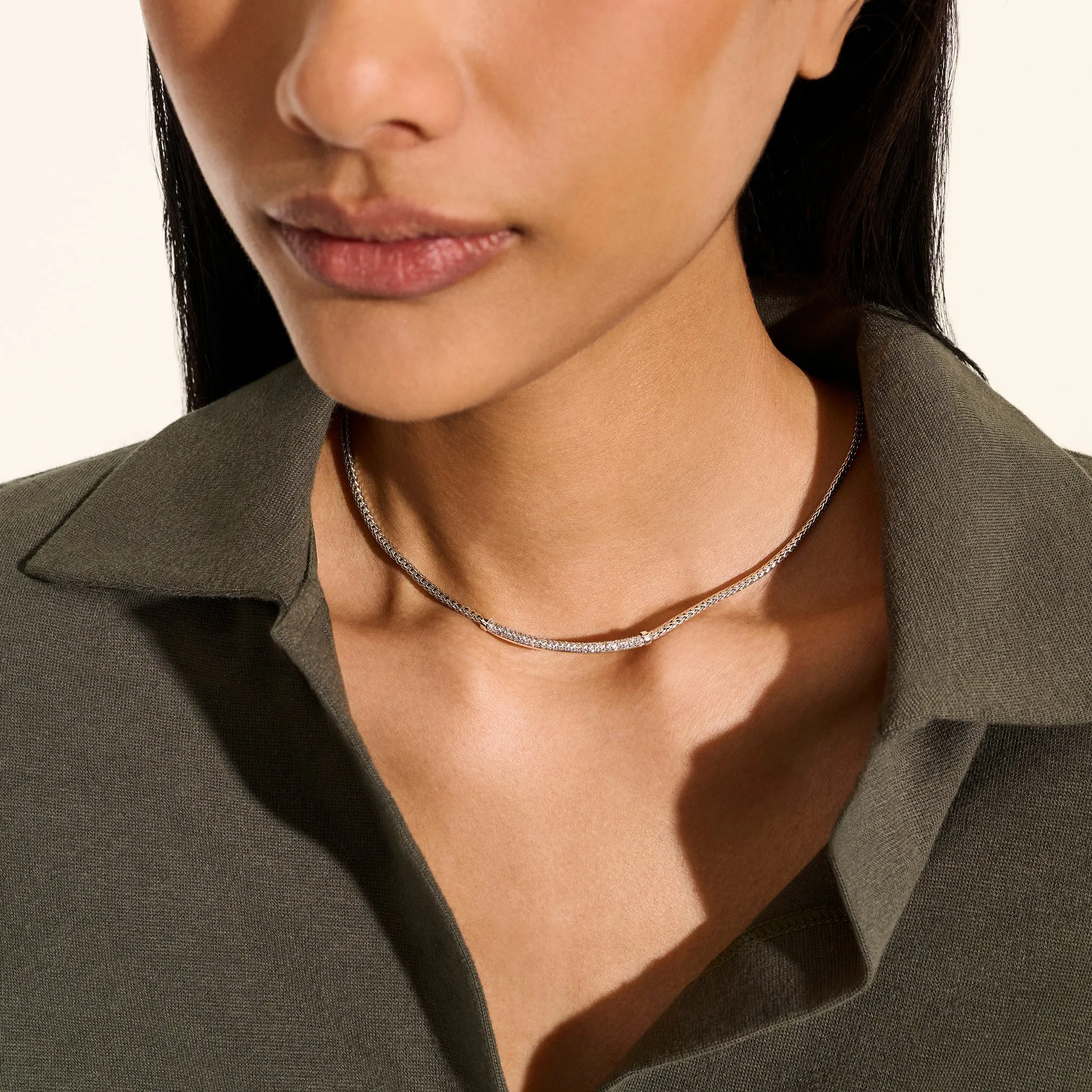 JH Essential Pavé Necklace, Sterling Silver, Diamonds, 2.5MM|NBP986982DI sold by John Hardy product image thumbnail 5