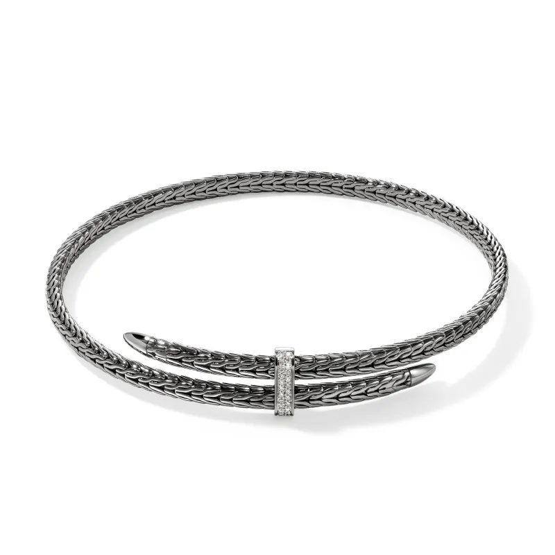 Spear Coil Choker, Dark Silver, Diamonds|NBP9011292BRDDI sold by John Hardy