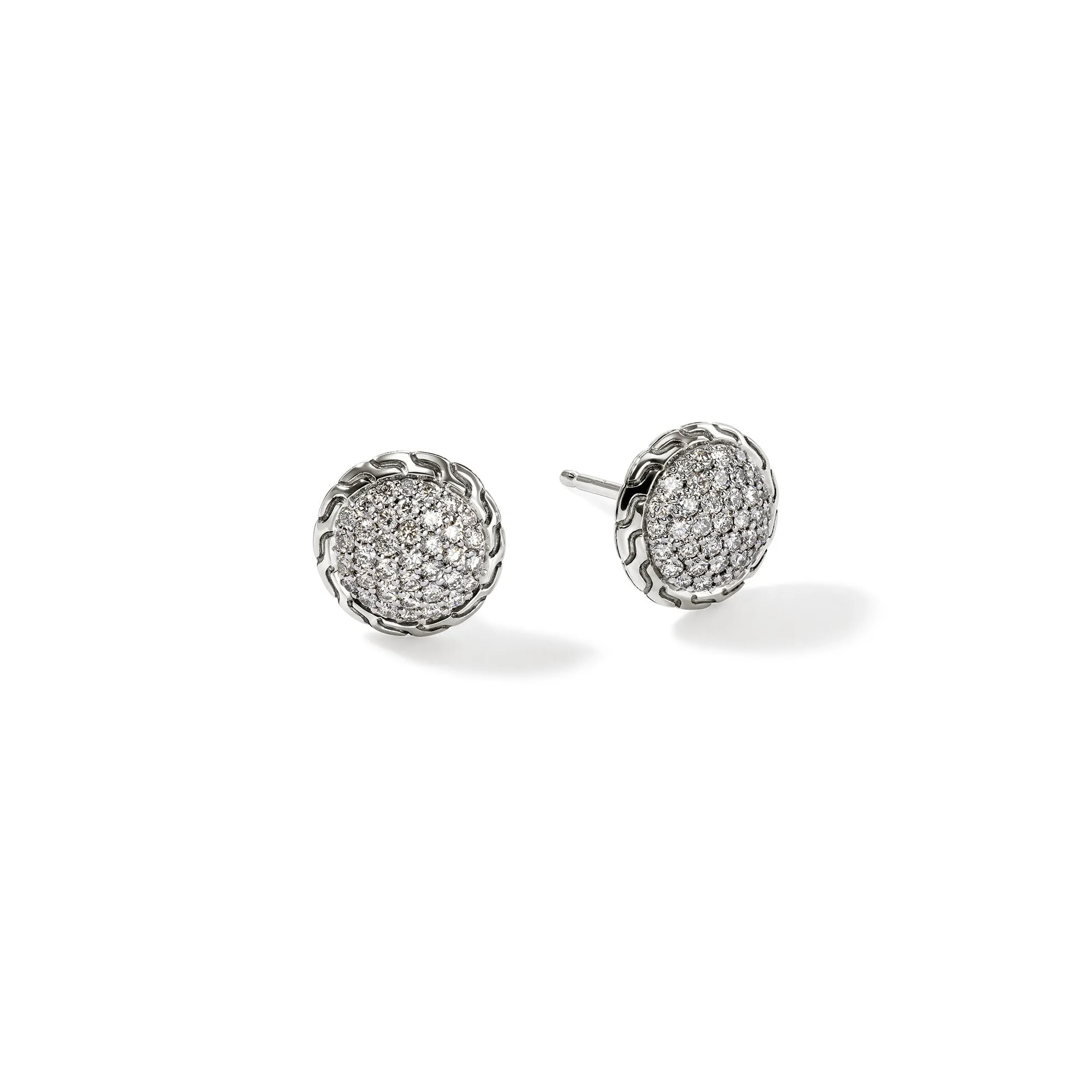 JH Essential Pavé Stud Earring, Sterling Silver, Diamonds, 10MM|EBP987182DI sold by John Hardy