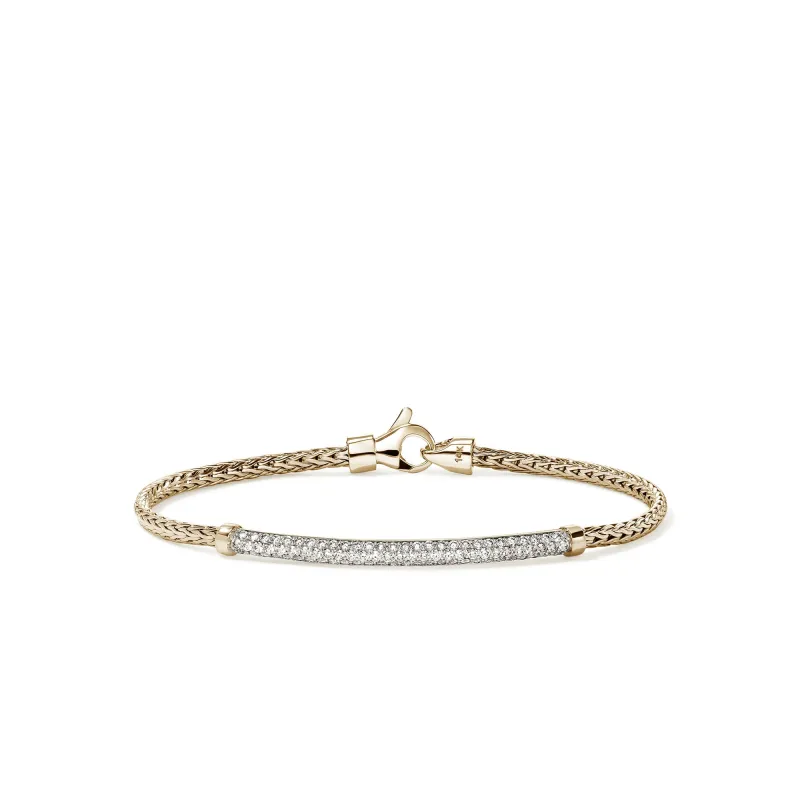 JH Essential Pavé Bracelet, Gold, Diamonds, 2.5MM|BUGGX987082DI sold by John Hardy