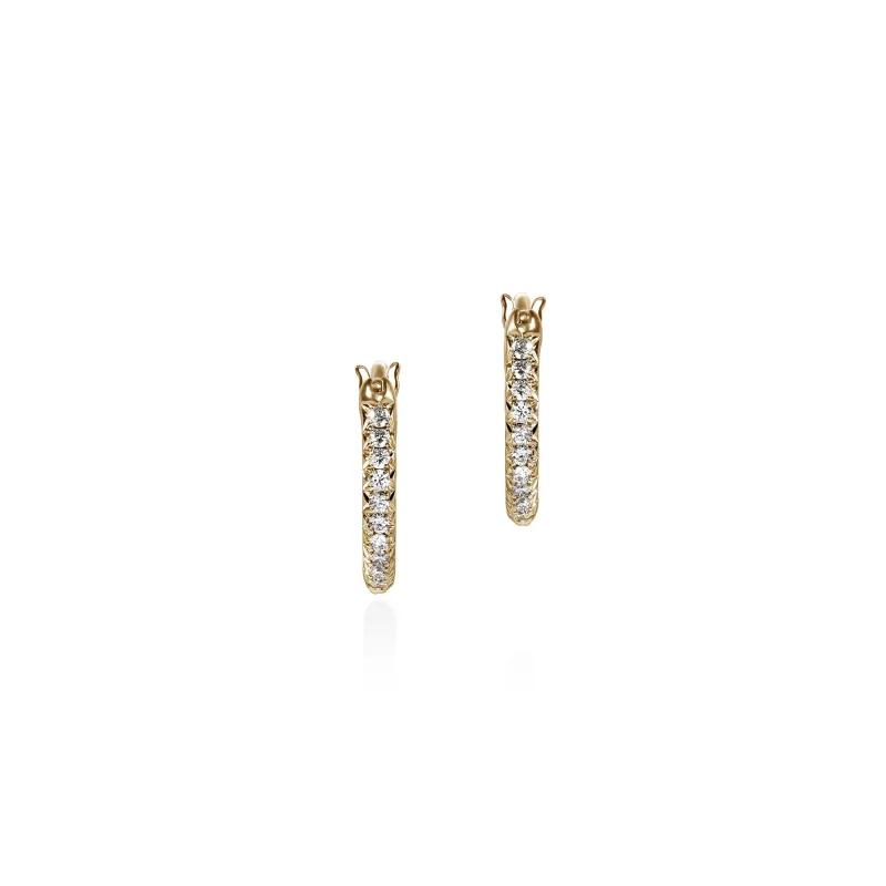 JH Essential Pavé Hoop Earring, Gold, Diamonds, 13MM|EGGX987012DI sold by John Hardy