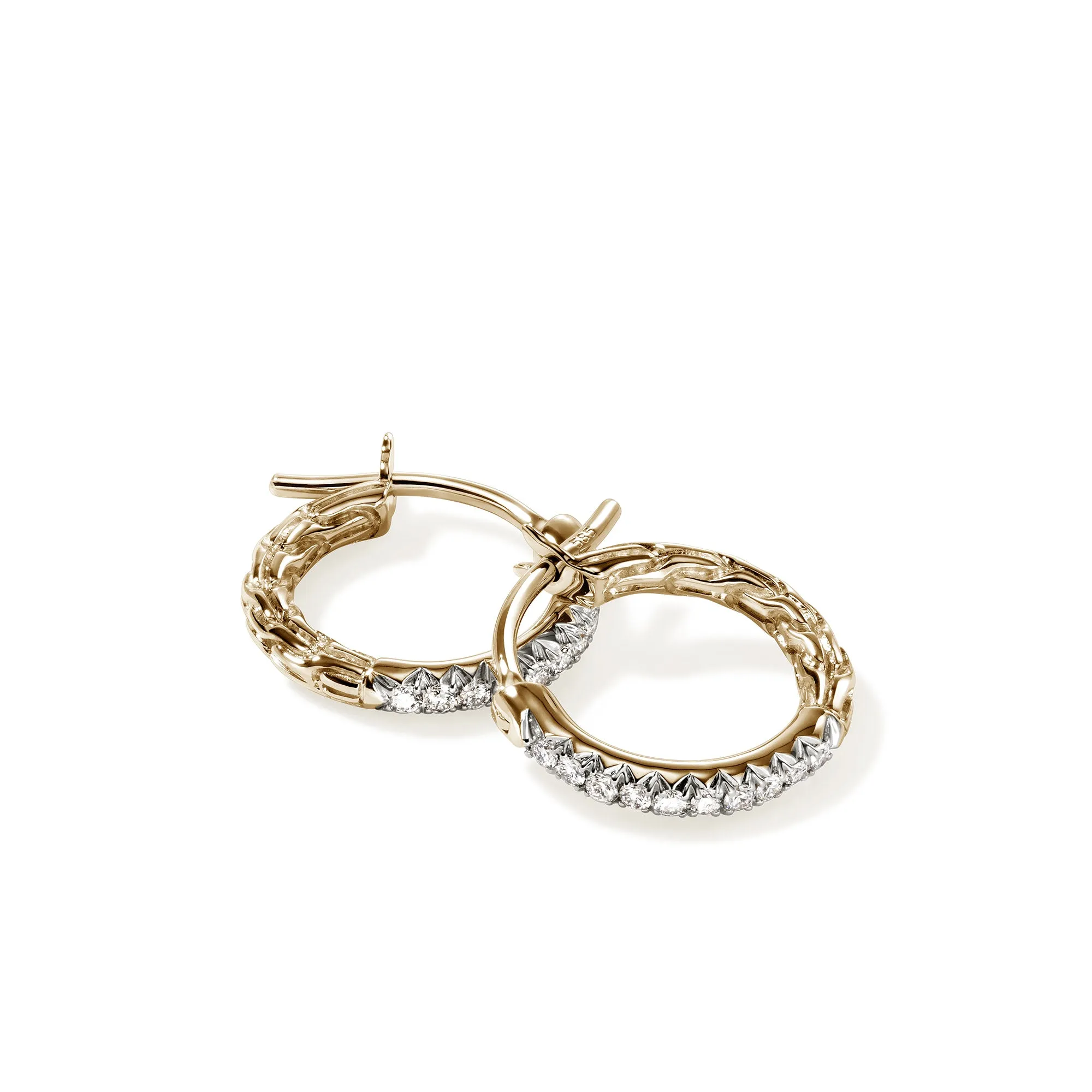 JH Essential Pavé Hoop Earring, Gold, Diamonds, 13MM|EGGX987012DI sold by John Hardy product image thumbnail 3