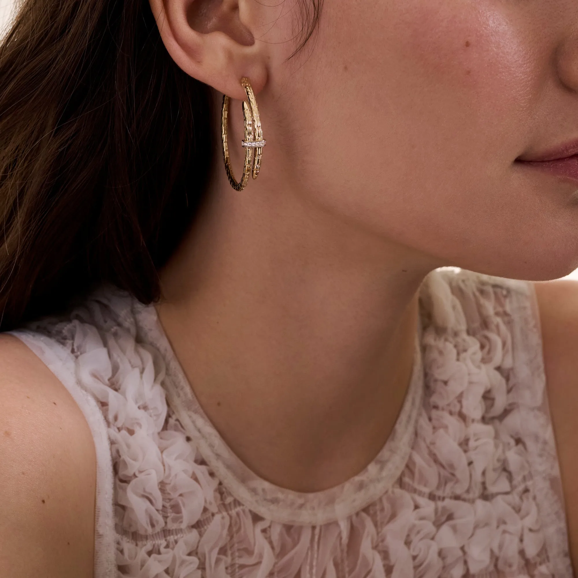 Spear Hoop Earring, Gold, Diamonds, 40MM|EGGX9012472DI sold by John Hardy product image thumbnail 5