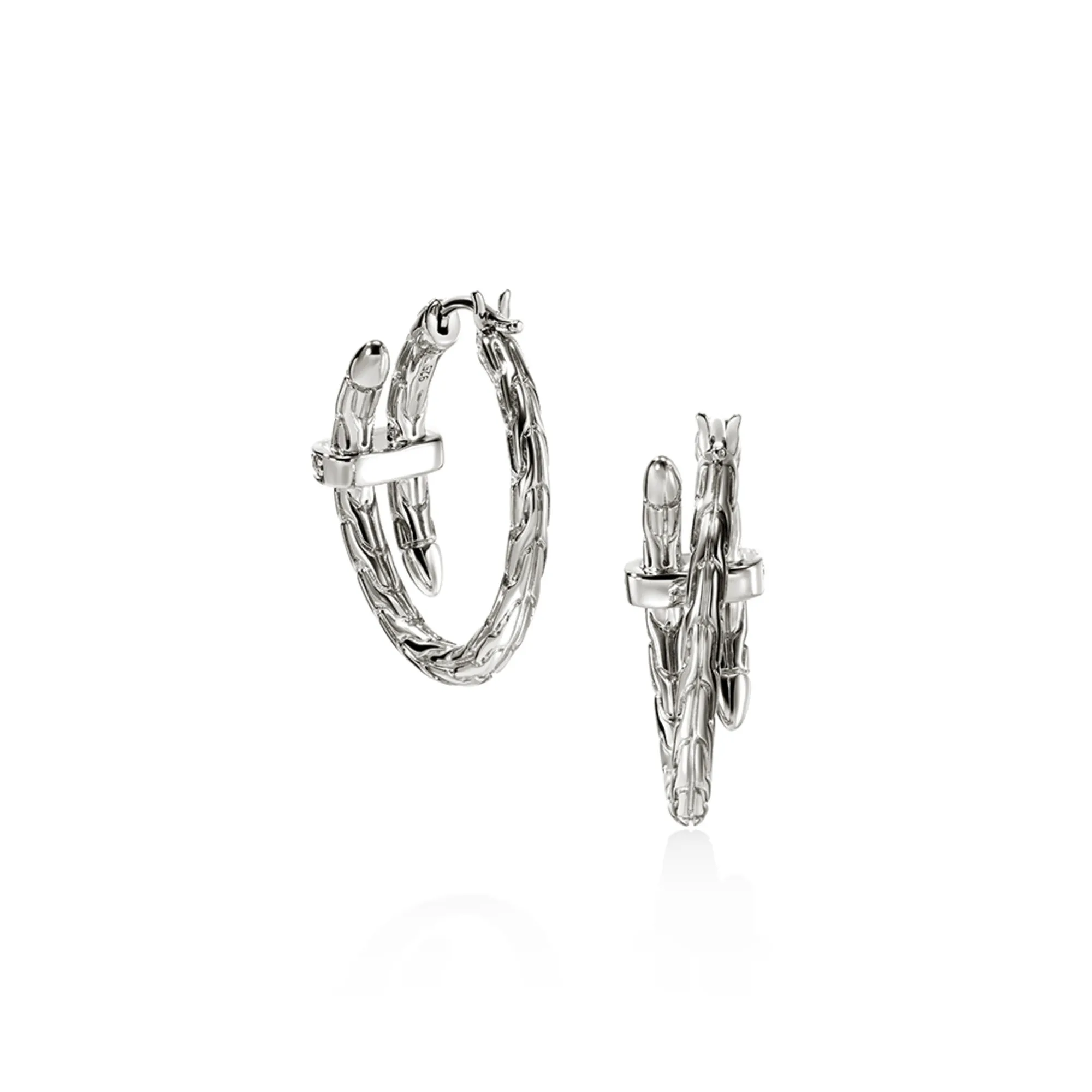 Spear Hoop Earring, Sterling Silver, Diamonds, 22.5MM|EBP986742DI sold by John Hardy product image thumbnail 4