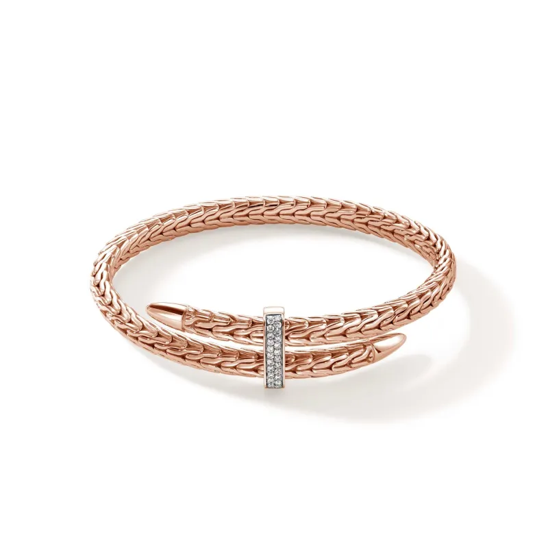 Spear Flex Cuff, Rose Gold, Diamonds, 5.5MM|CGGX9011072RDI sold by John Hardy