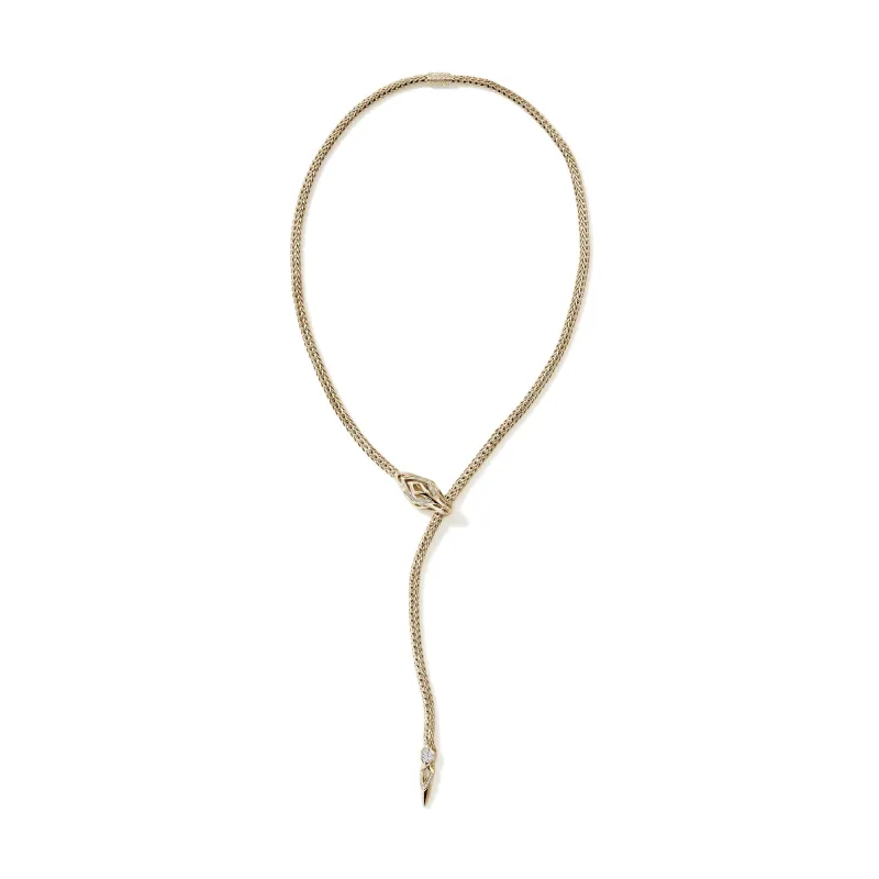 Naga Y Necklace, Gold, Diamonds, 4.4MM|NGGX6034812DI sold by John Hardy