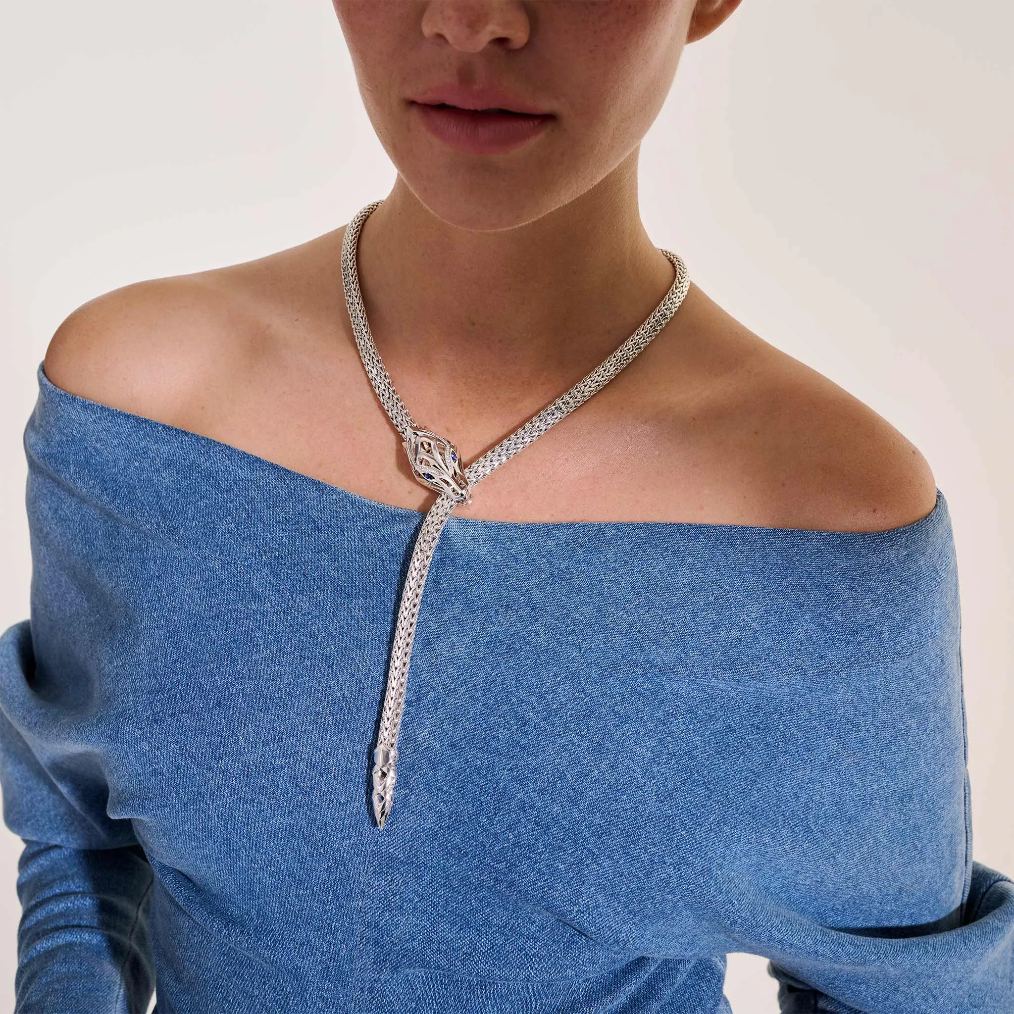 Naga Y Necklace, Sterling Silver, Diamonds, 7.5MM|NBS603561BSPDI sold by John Hardy product image thumbnail 4