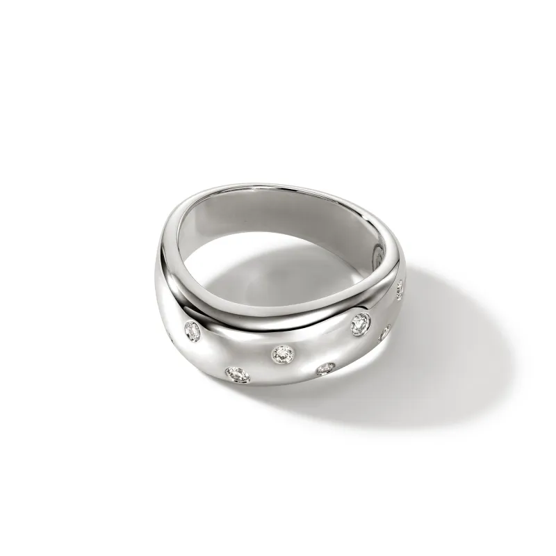 Surf Ring, Sterling Silver, Diamonds, Wide|RBP9011102DI sold by John Hardy