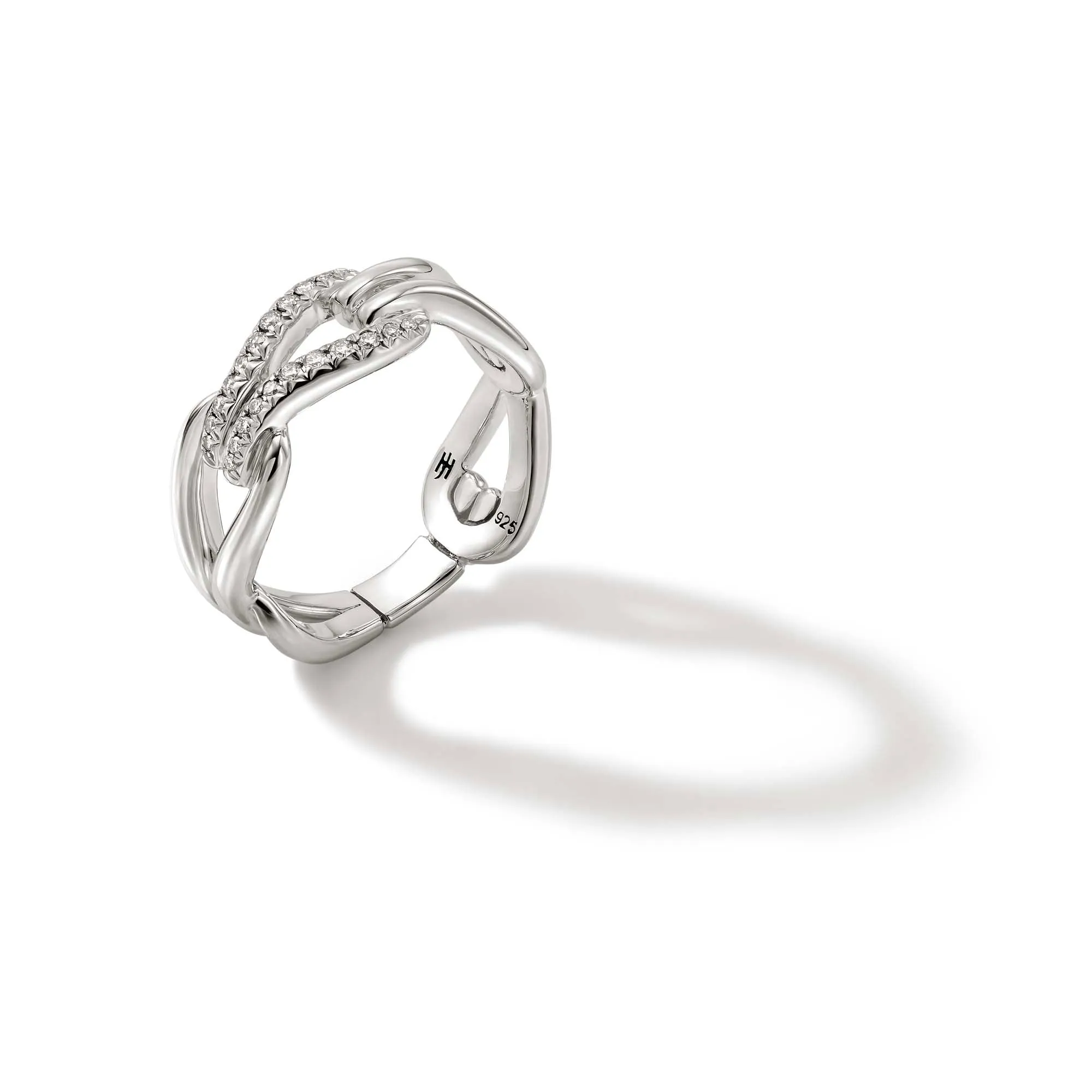 Surf Link Ring, Silver, Diamonds, Wide|RBP9010772DI sold by John Hardy product image thumbnail 3