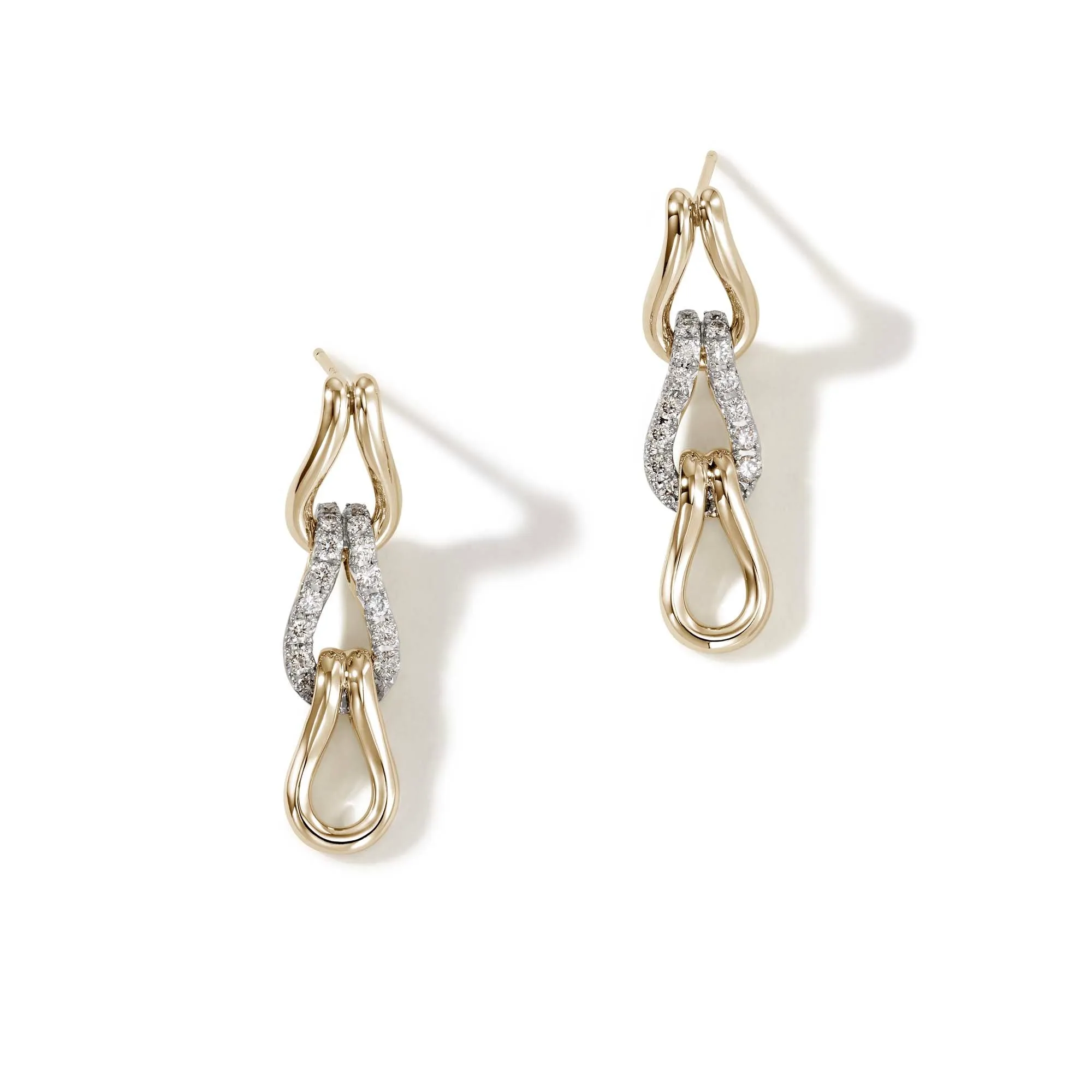 Surf Link Earrings, Gold, Diamonds|EGGX90117922DI sold by John Hardy
