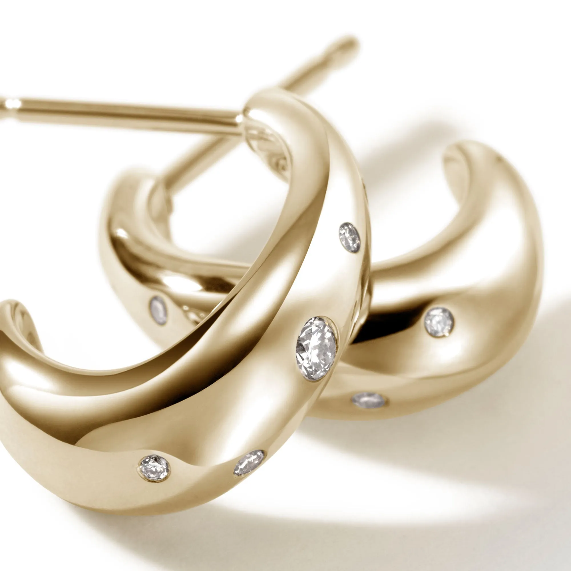 Surf J Hoop Earrings, Gold, Diamonds, 15MM|EGGX9011232DI sold by John Hardy product image thumbnail 2