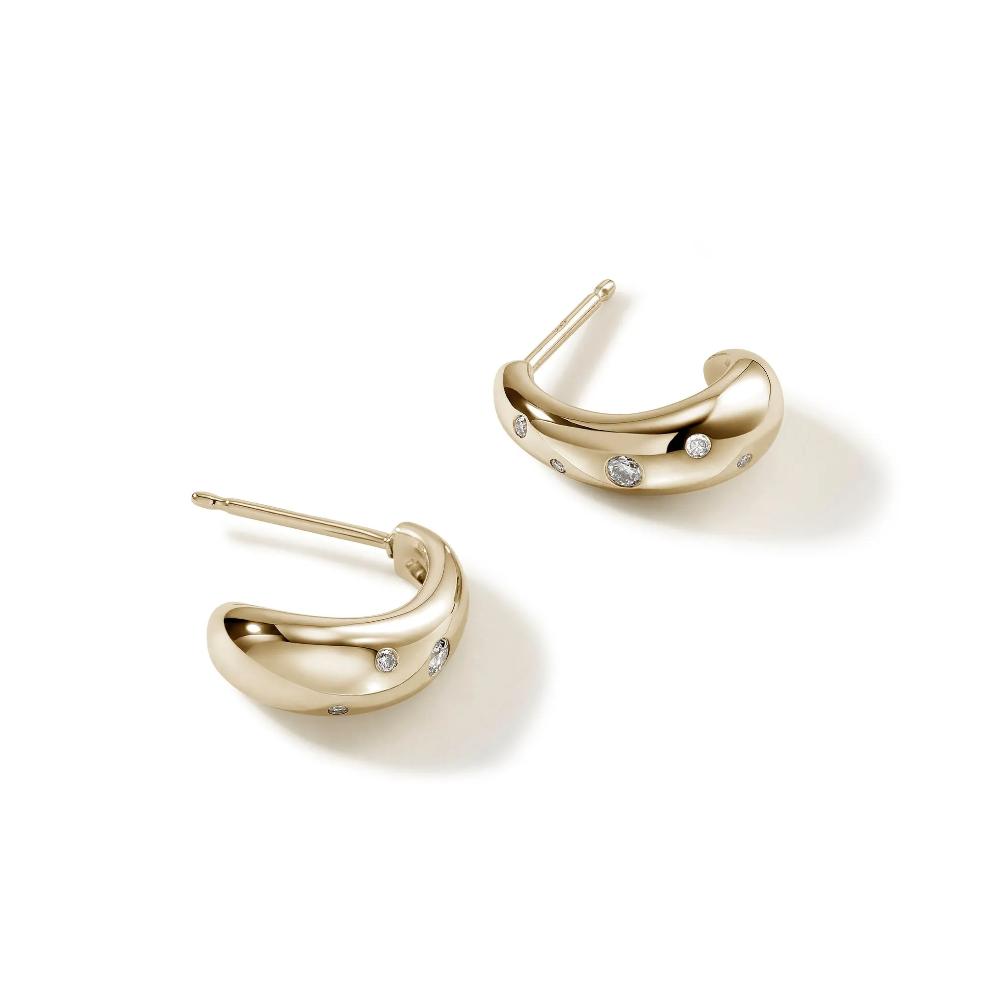 Surf J Hoop Earrings, Gold, Diamonds, 15MM|EGGX9011232DI sold by John Hardy product image thumbnail 3