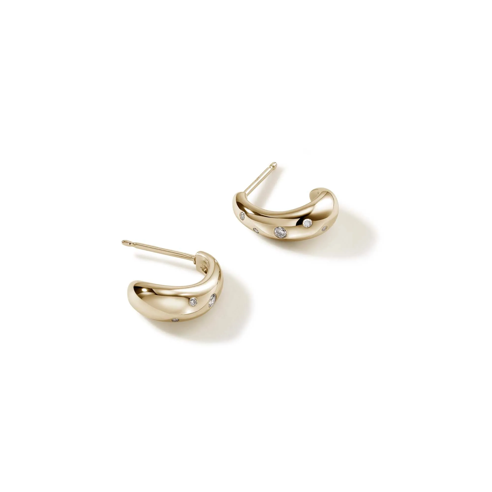 Surf J Hoop Earrings, Gold, Diamonds, 15MM|EGGX9011232DI sold by John Hardy product image thumbnail 4