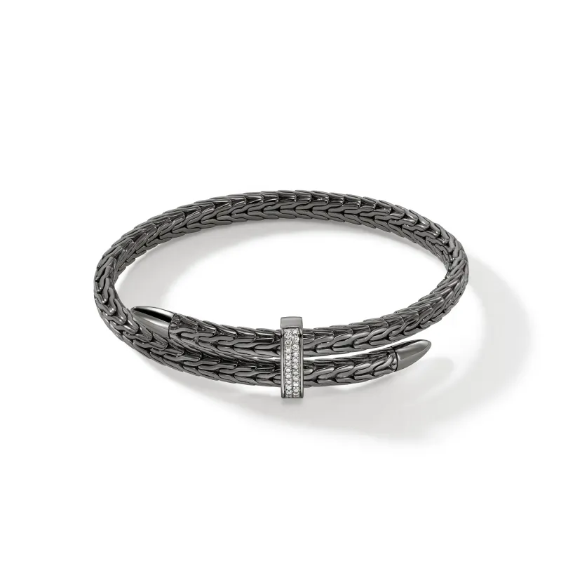 Spear Flex Cuff, Dark Silver, Diamonds, 5.5MM|CBP90110722BRDDI sold by John Hardy