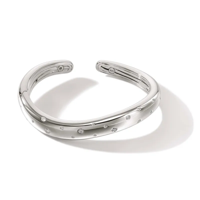 Surf Hinged Cuff, Silver, Diamonds|CBP9011172DI sold by John Hardy