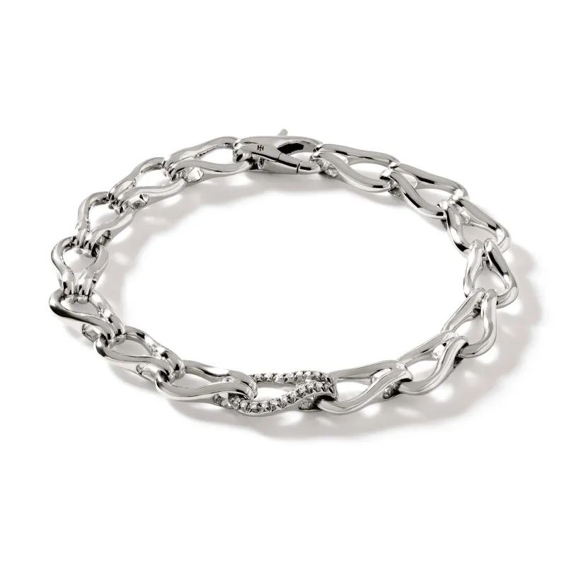 Surf Bracelet, Silver, Diamonds, 8.5MM|BUP9010902DI sold by John Hardy