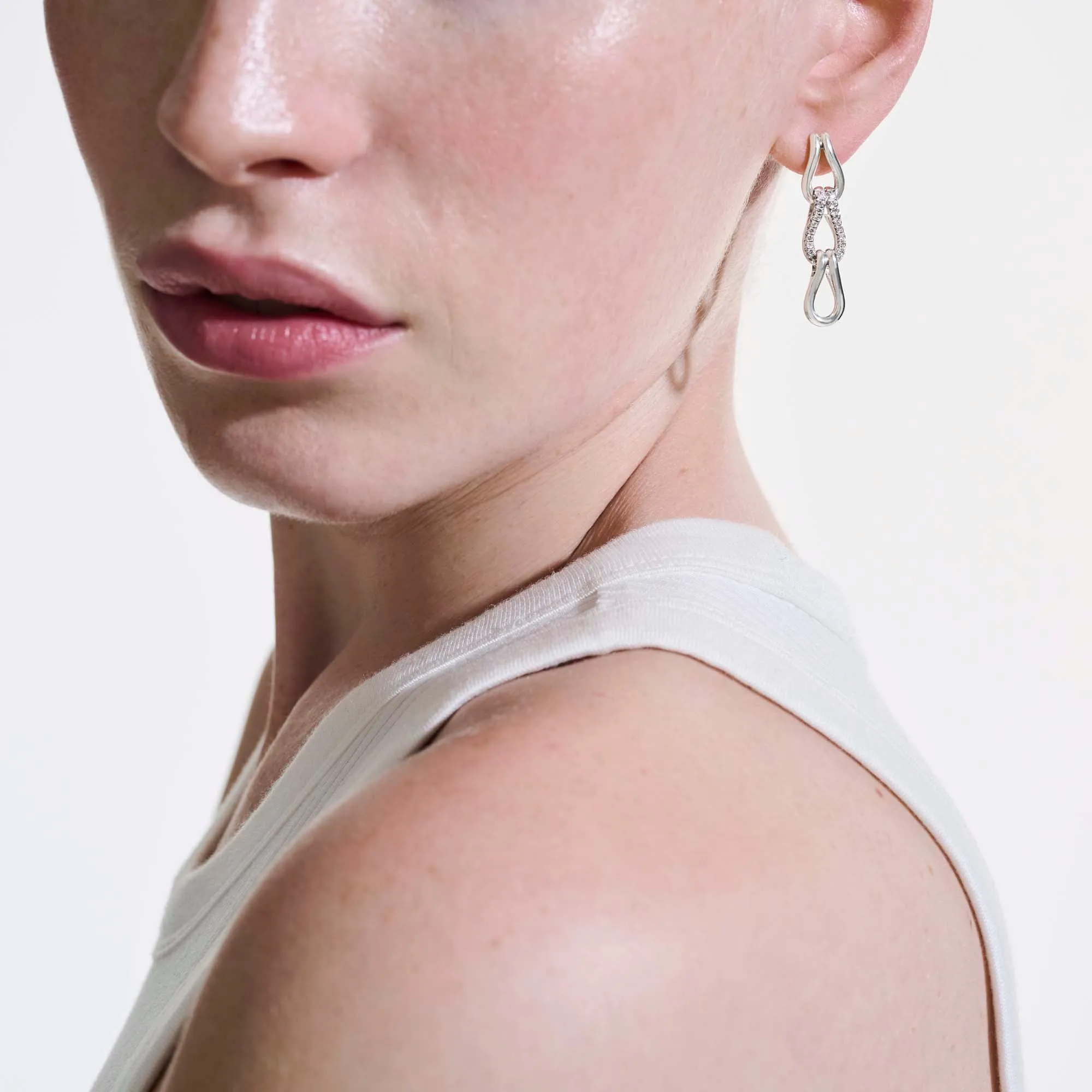 Surf Link Earrings, Sterling Silver, Diamonds|EBP9011792DI sold by John Hardy product image thumbnail 5