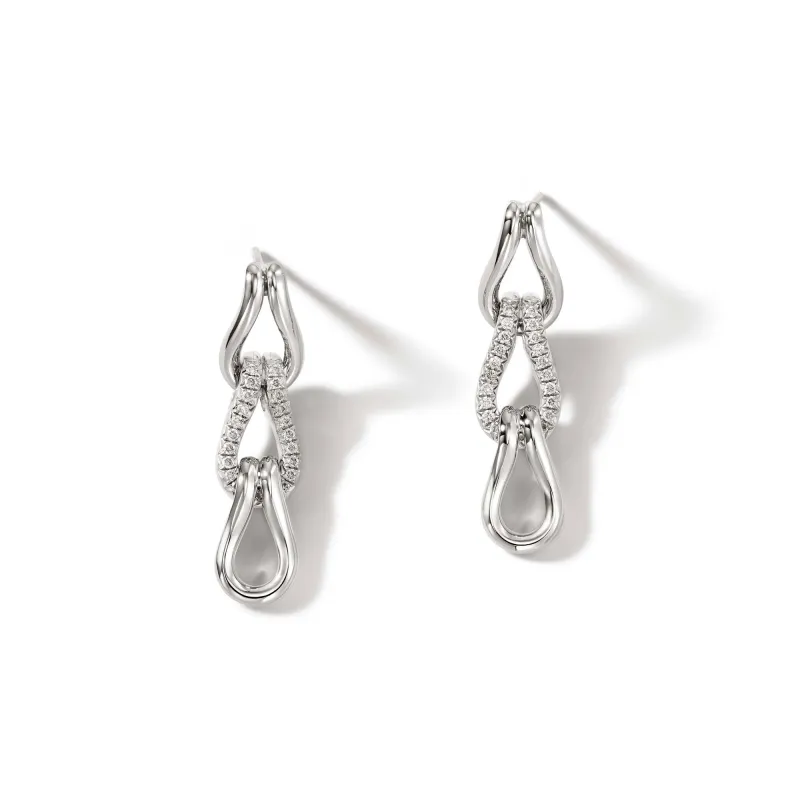 Surf Link Earrings, Sterling Silver, Diamonds|EBP9011792DI sold by John Hardy