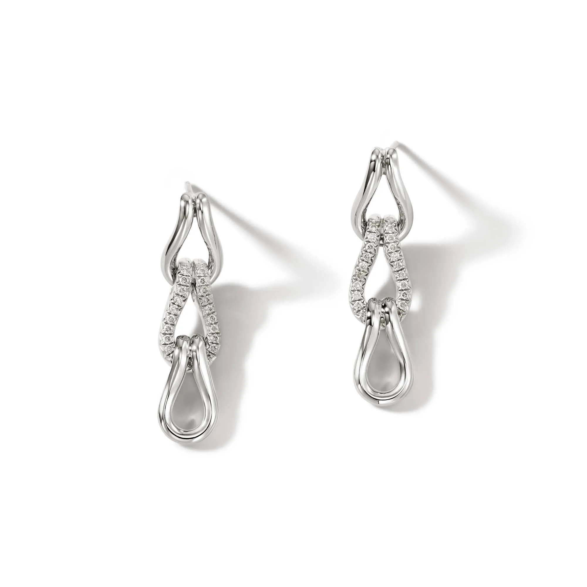 Surf Link Earrings, Sterling Silver, Diamonds|EBP9011792DI sold by John Hardy