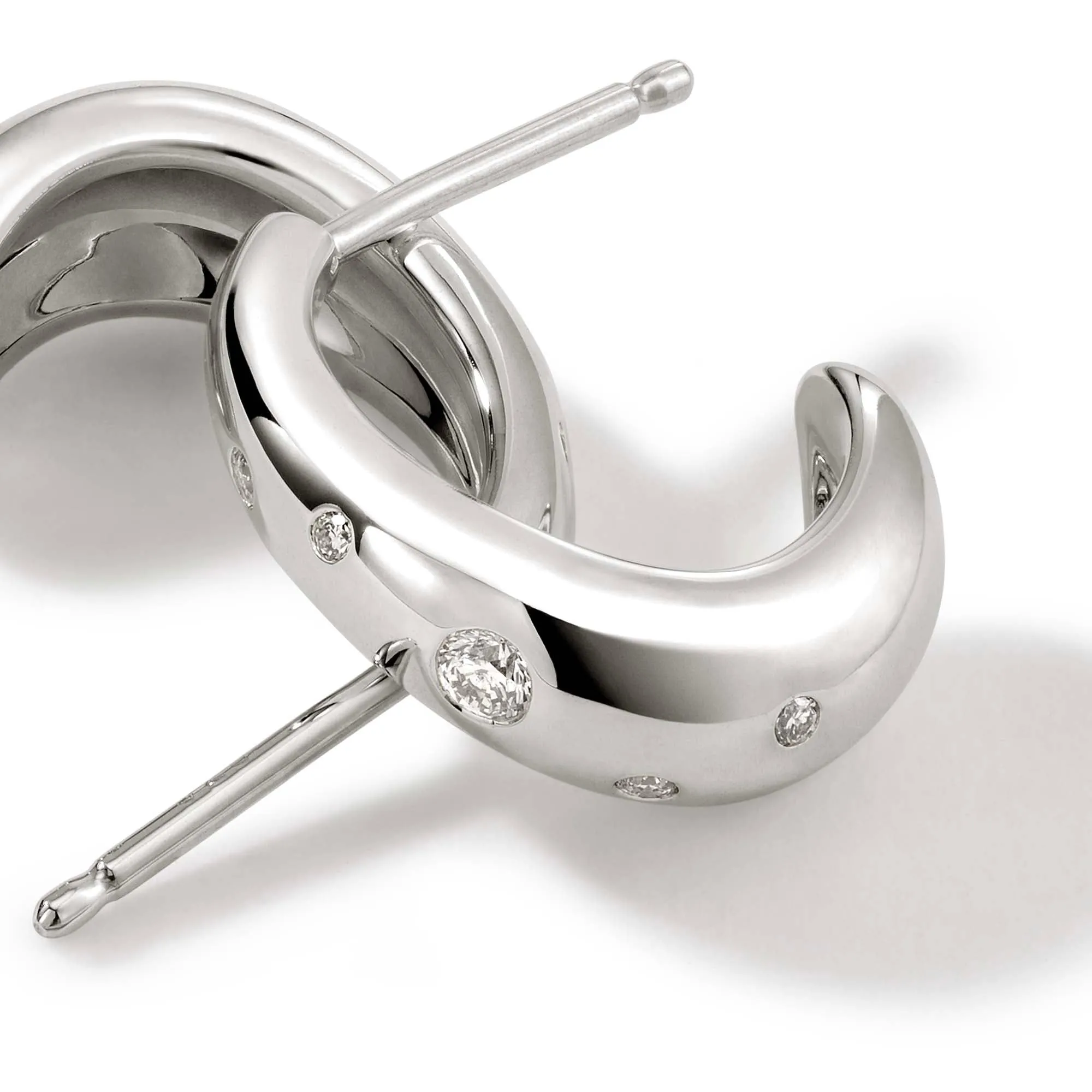 Surf J Hoop Earrings, Silver, Diamonds, 15MM|EBP9011232DI sold by John Hardy product image thumbnail 2