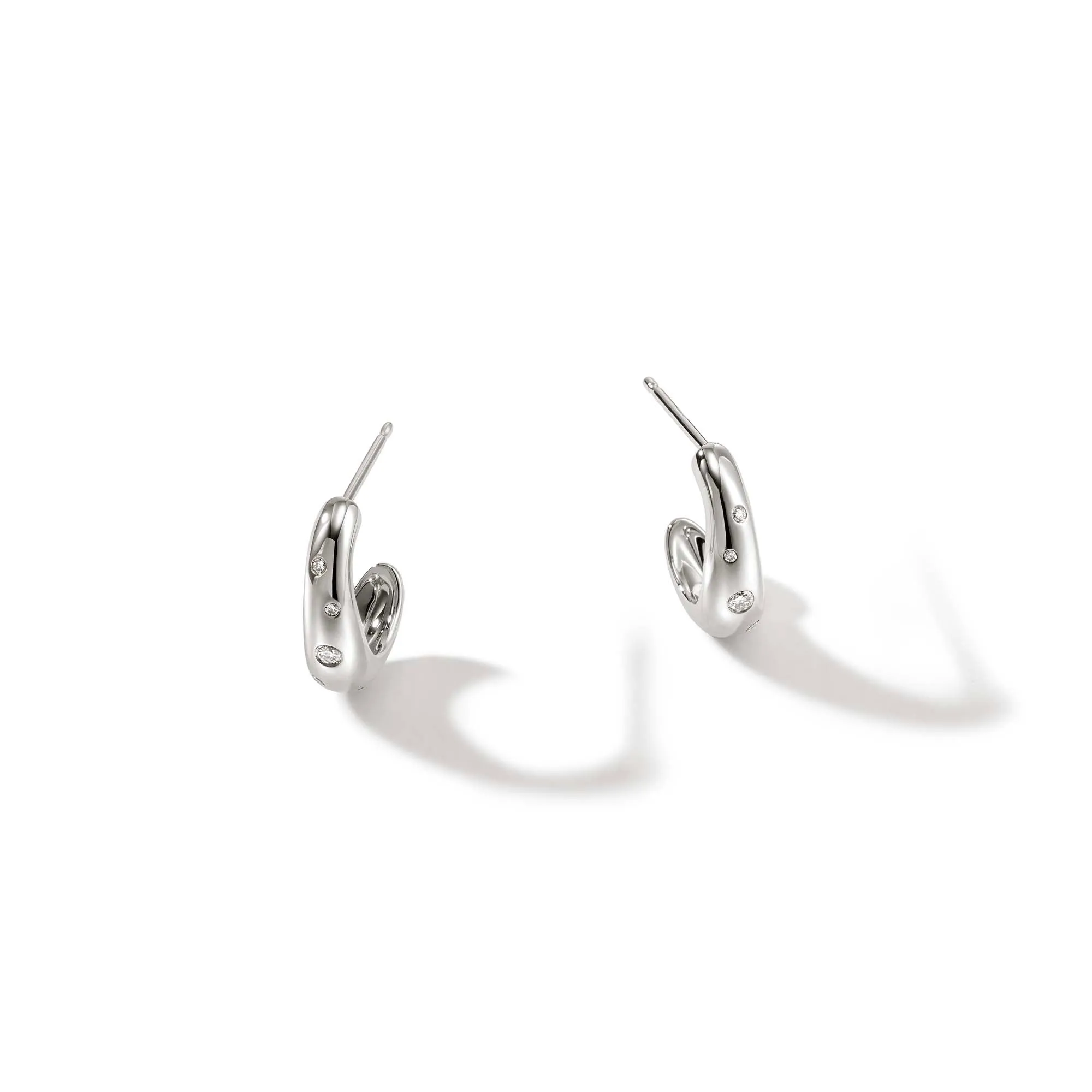 Surf J Hoop Earrings, Silver, Diamonds, 15MM|EBP9011232DI sold by John Hardy