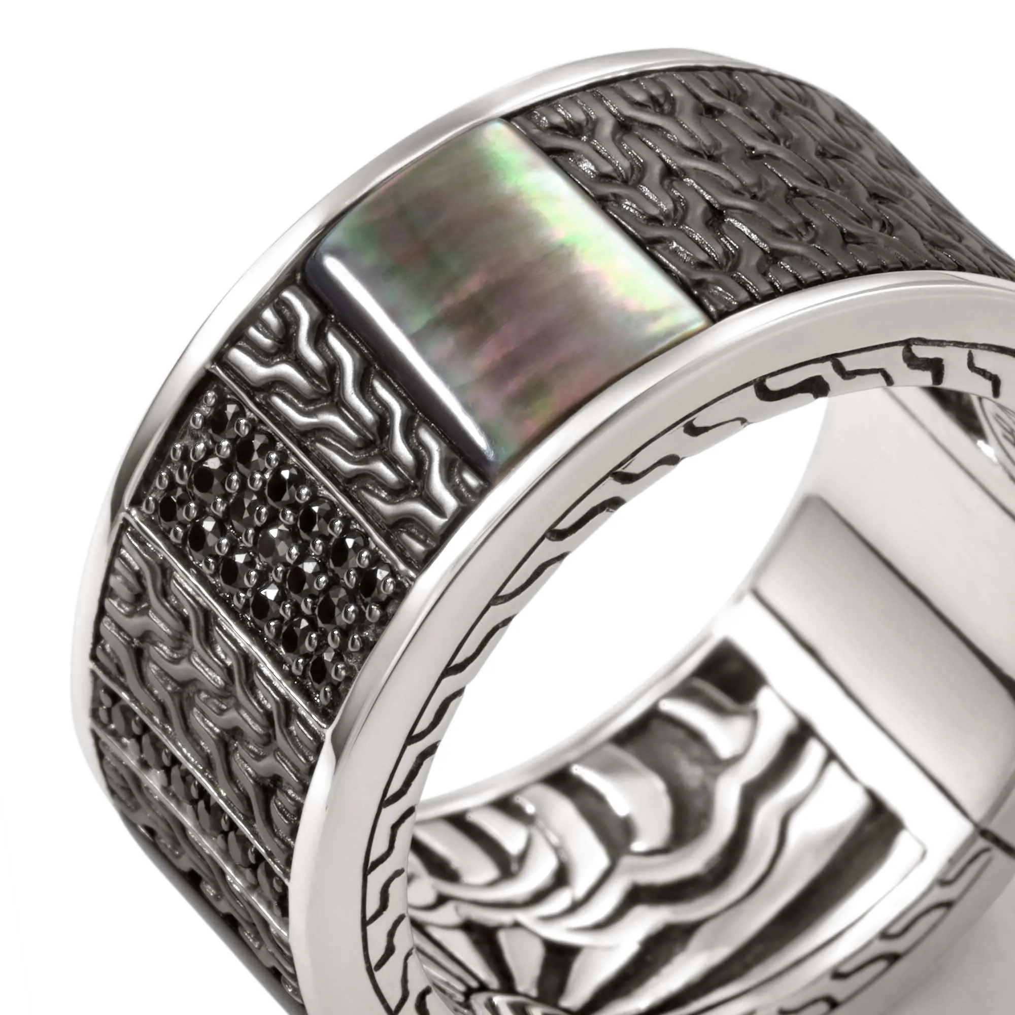 Carved Chain Ring, Dark Silver, Hardstones|RMS9009834SMBRDBLS sold by John Hardy product image thumbnail 2