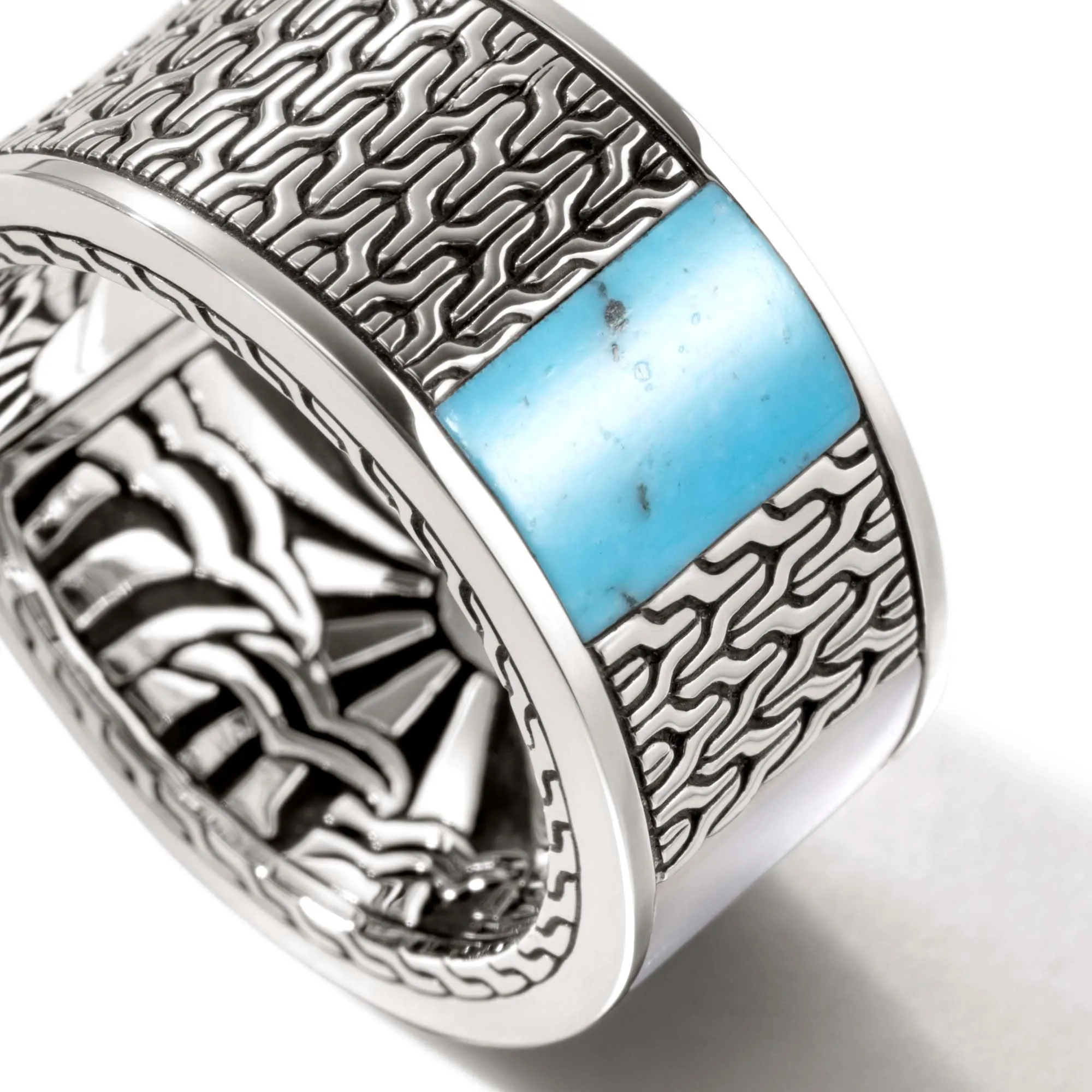 Carved Chain Ring, Gold, Silver, Hardstones|RMZS9009795MOPTQBM sold by John Hardy product image thumbnail 2