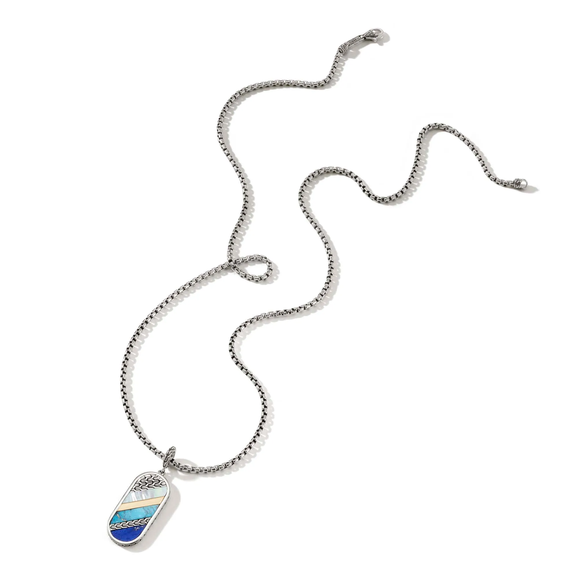 Carved Tag Necklace, Silver, Gold, Gemstones|NMZS9009655MOPLPZ sold by John Hardy product image thumbnail 3