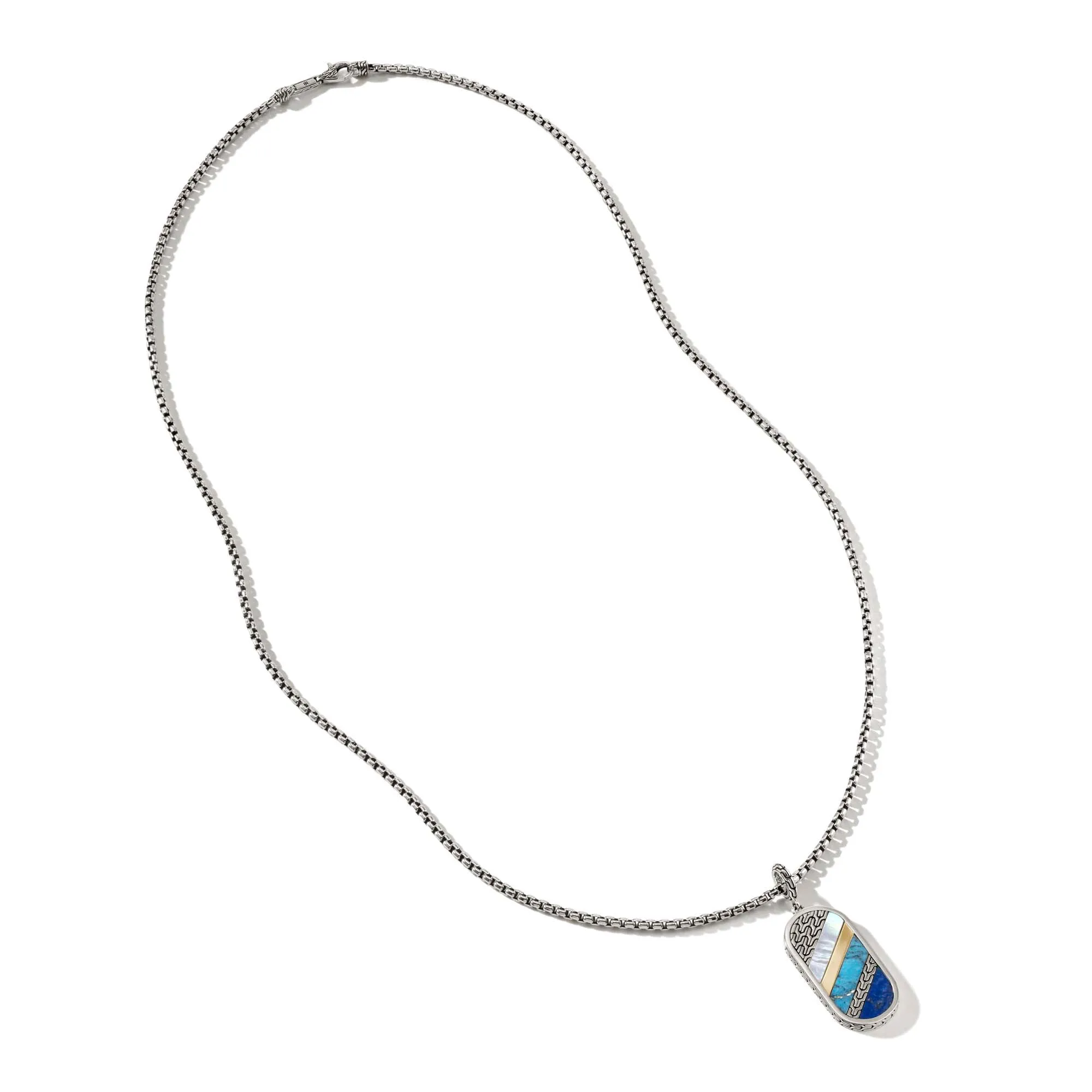 Carved Tag Necklace, Silver, Gold, Gemstones|NMZS9009655MOPLPZ sold by John Hardy product image thumbnail 5