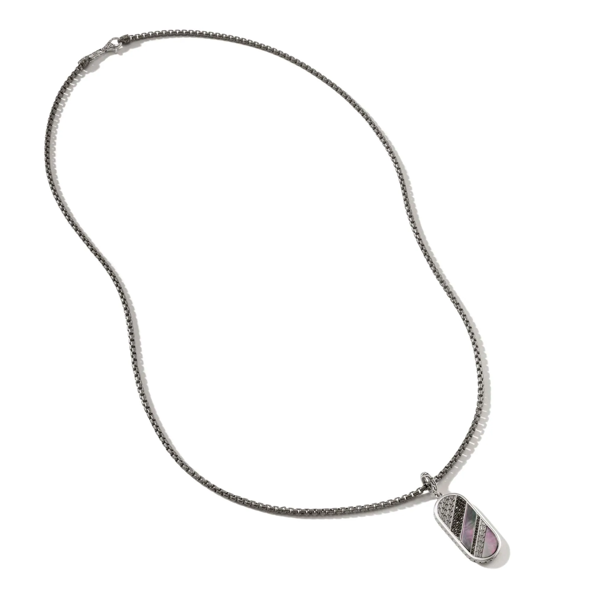 Carved Tag Necklace, Dark Silver, Gemstones|NMS9009824SMBRDBLS sold by John Hardy product image thumbnail 5