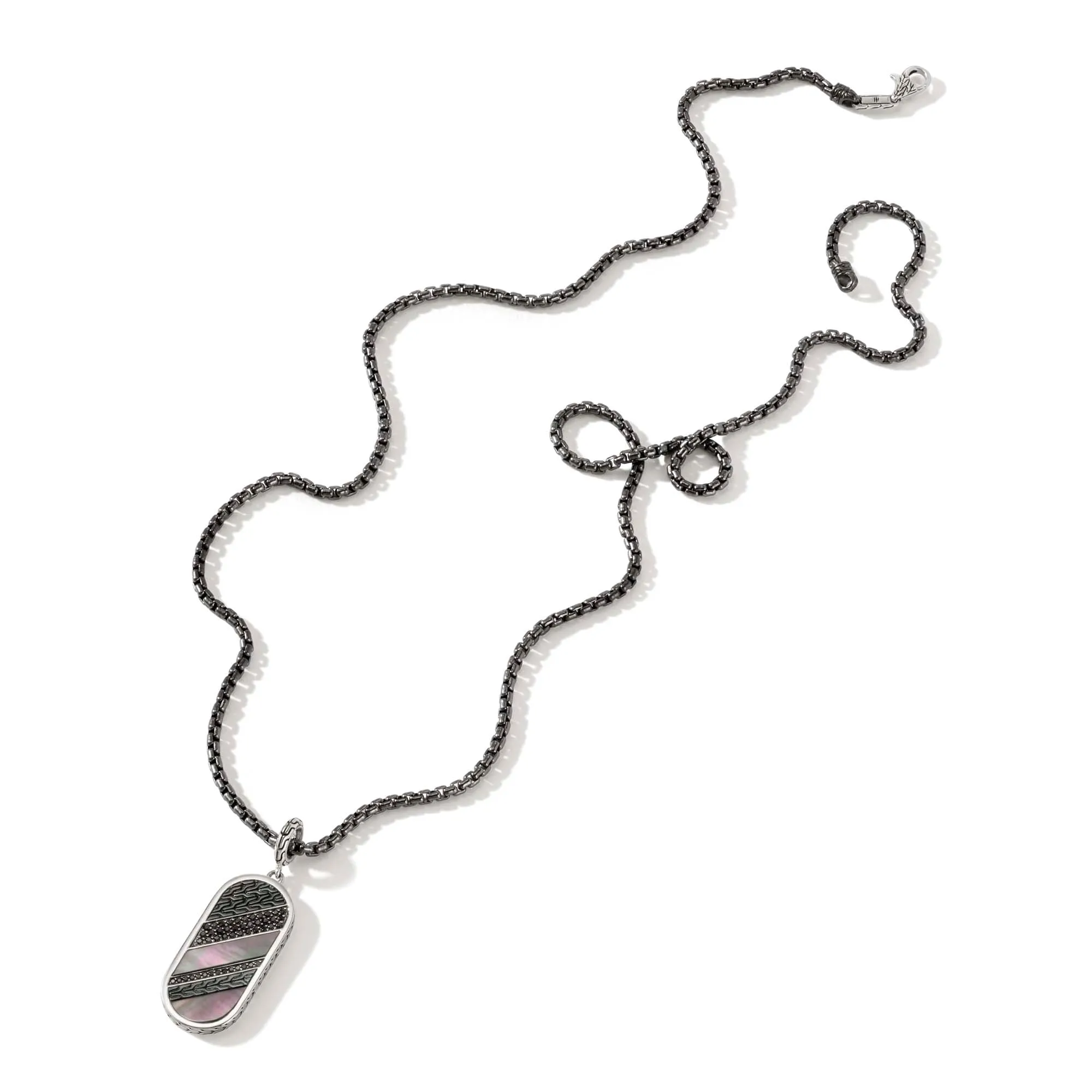 Carved Tag Necklace, Dark Silver, Gemstones|NMS9009824SMBRDBLS sold by John Hardy product image thumbnail 3