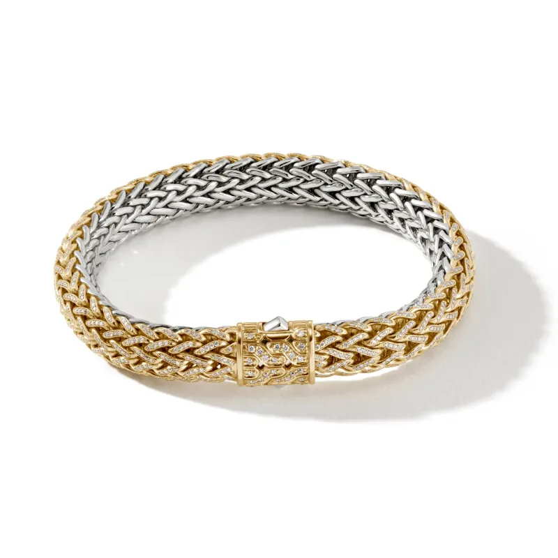 Icon Bracelet, Gold, Silver, Diamonds, 10.5MM|BMZP905992DI sold by John Hardy