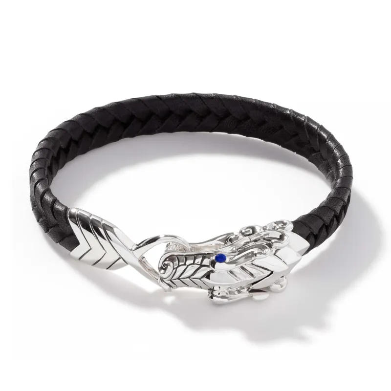 Naga Bracelet, Sterling Silver, Leather|BMS6511522BLBSP sold by John Hardy
