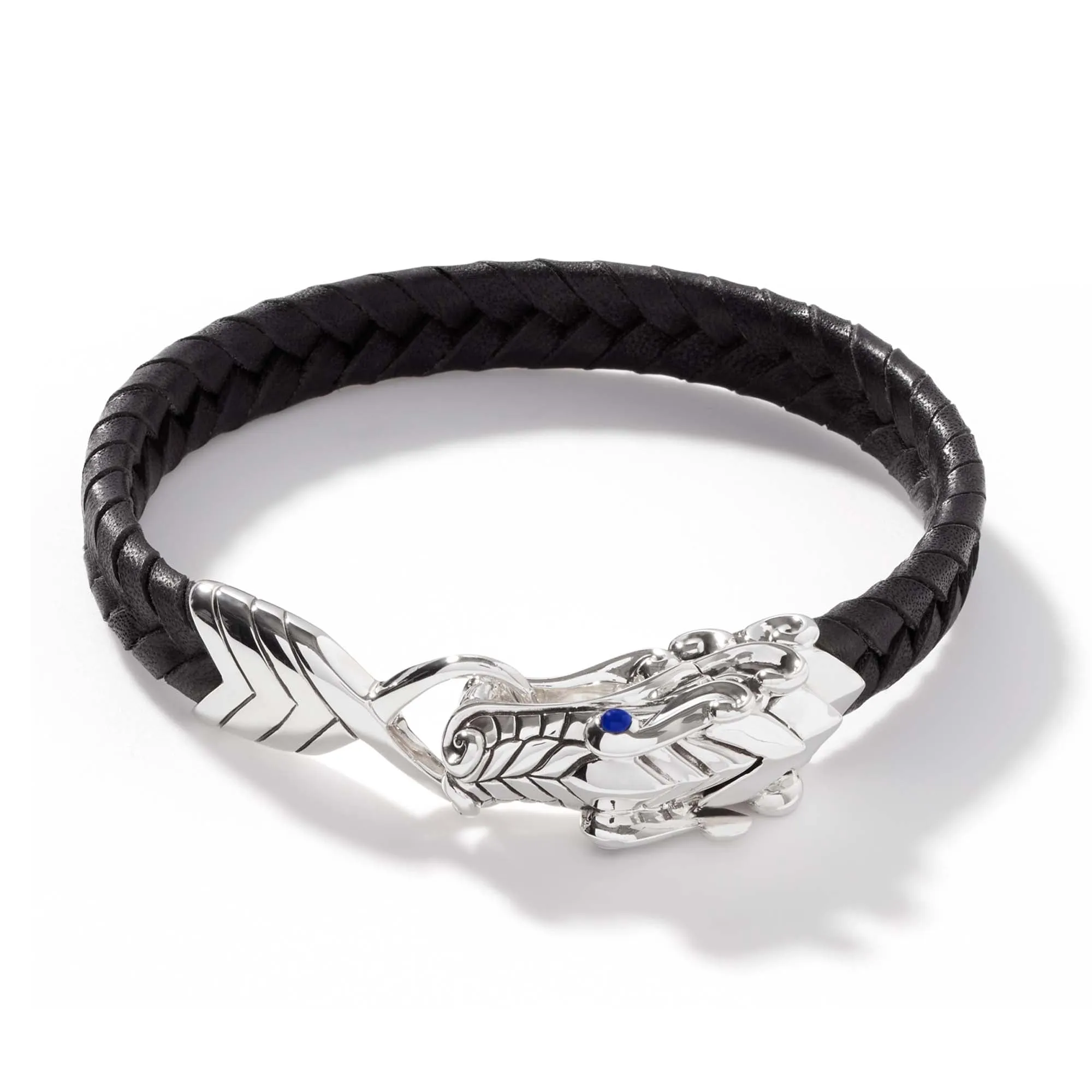 Naga Bracelet, Sterling Silver, Leather|BMS6511522BLBSP sold by John Hardy