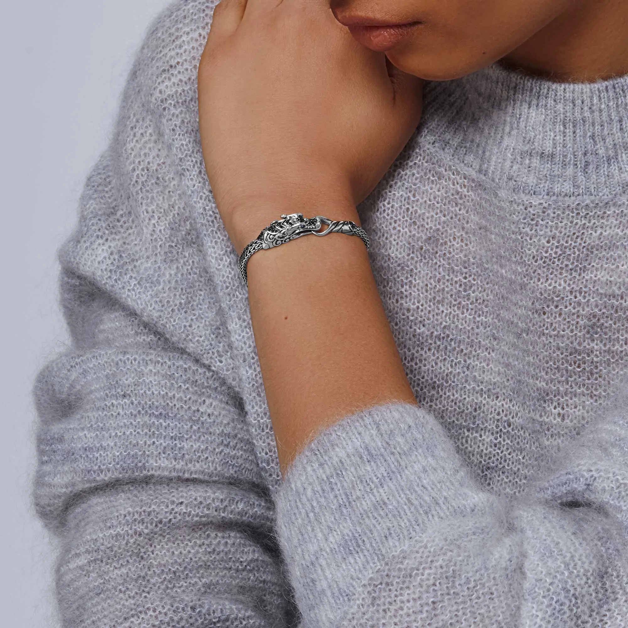 Naga Bracelet, Sterling Silver, Pavé, 5MM|BBS601334BLSBN sold by John Hardy product image thumbnail 5