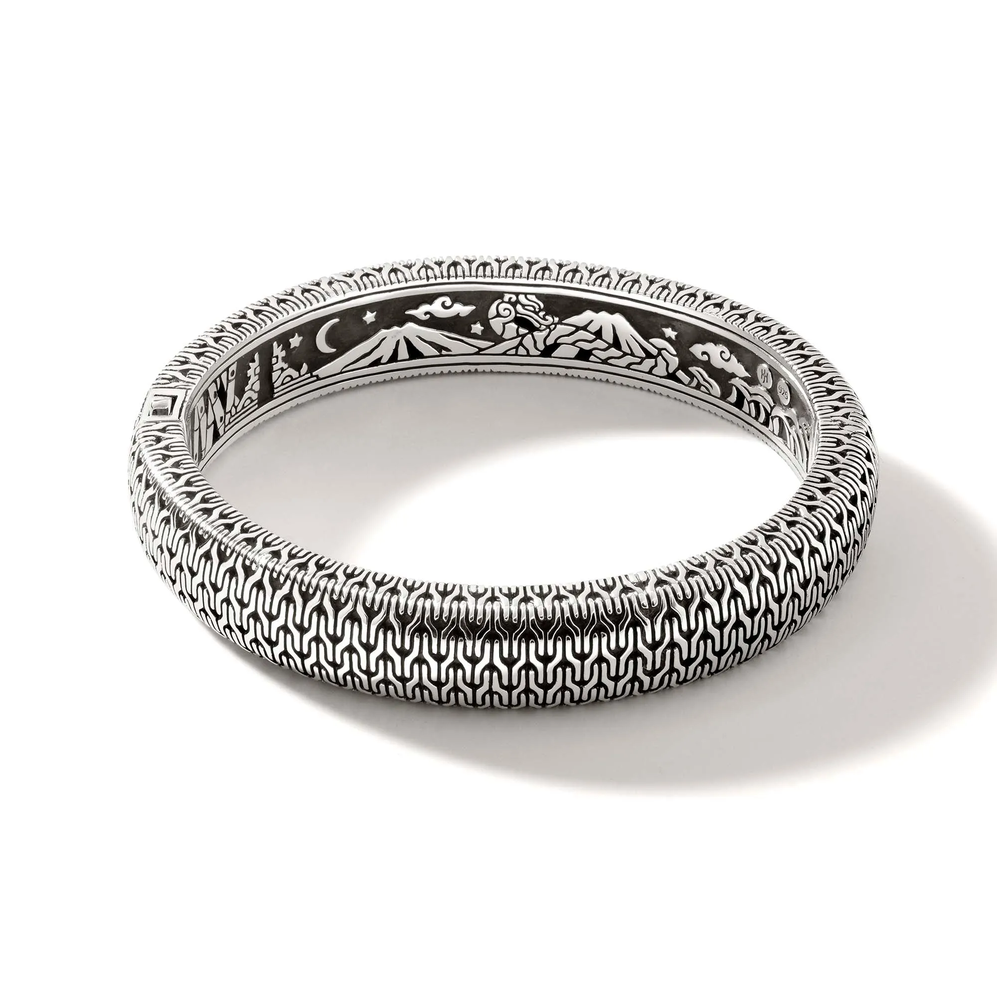 Carved Chain Hinged Bangle, Sterling Silver|BB900968 sold by John Hardy
