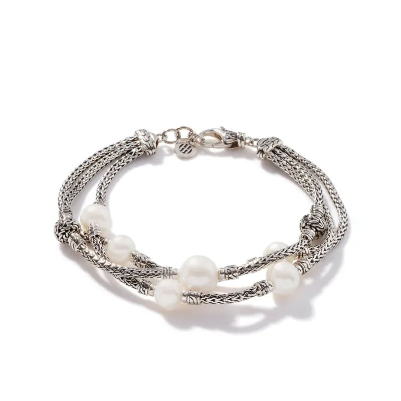 Pearl Triple Row Bracelet, Sterling Silver|BB90653 made by John Hardy