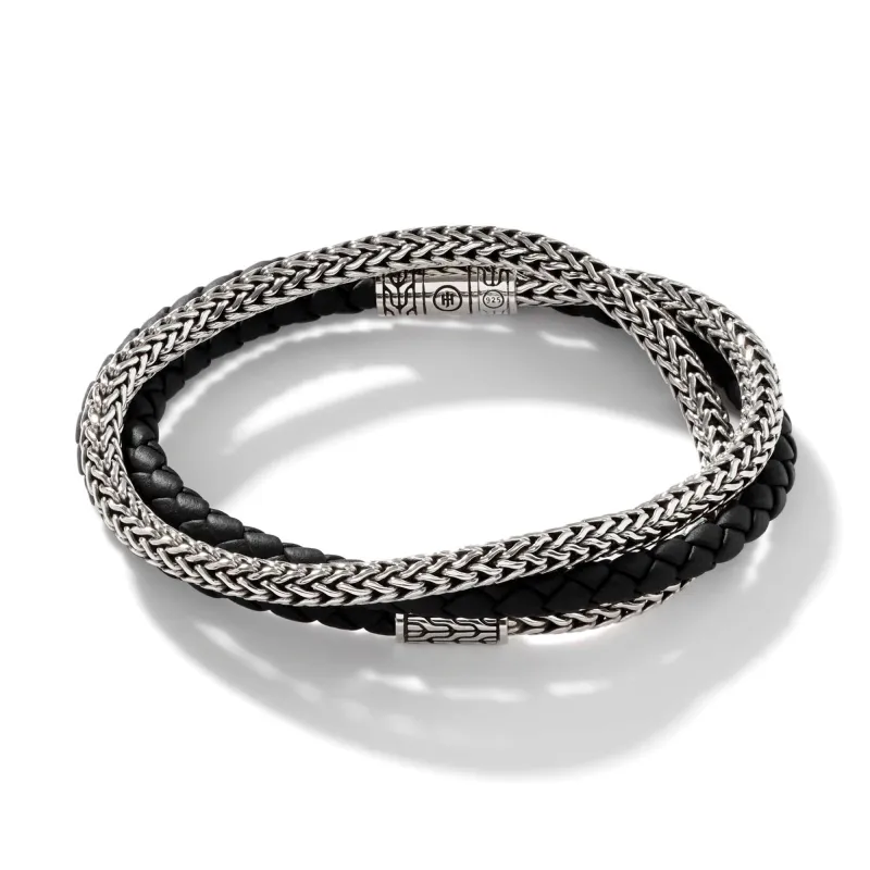 Leather Chain Triple Wrap, Sterling Silver|BM90263BL sold by John Hardy