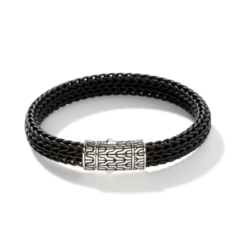 Icon Bracelet in Rubber, Silver, 10.5MM|BM9999641BL sold by John Hardy