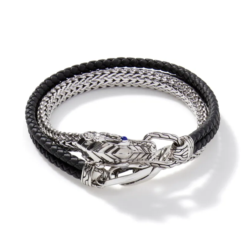 Naga Wrap, Sterling Silver, Leather, 6.5MM|BMS60223BLBSP sold by John Hardy