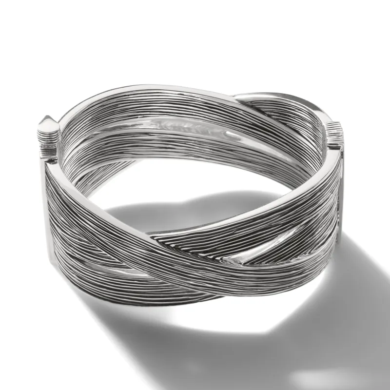 Bamboo Hinged Bangle, Sterling Silver, Wide|BU50081 sold by John Hardy