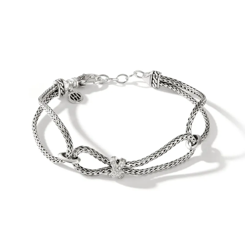 Soft Chain Link Bracelet, Silver, Diamonds|BUP9007792DI sold by John Hardy