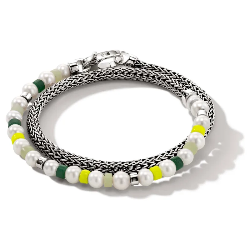 Colorblock Wrap, Silver, Pearl|BUS9011061YLGQZLM sold by John Hardy