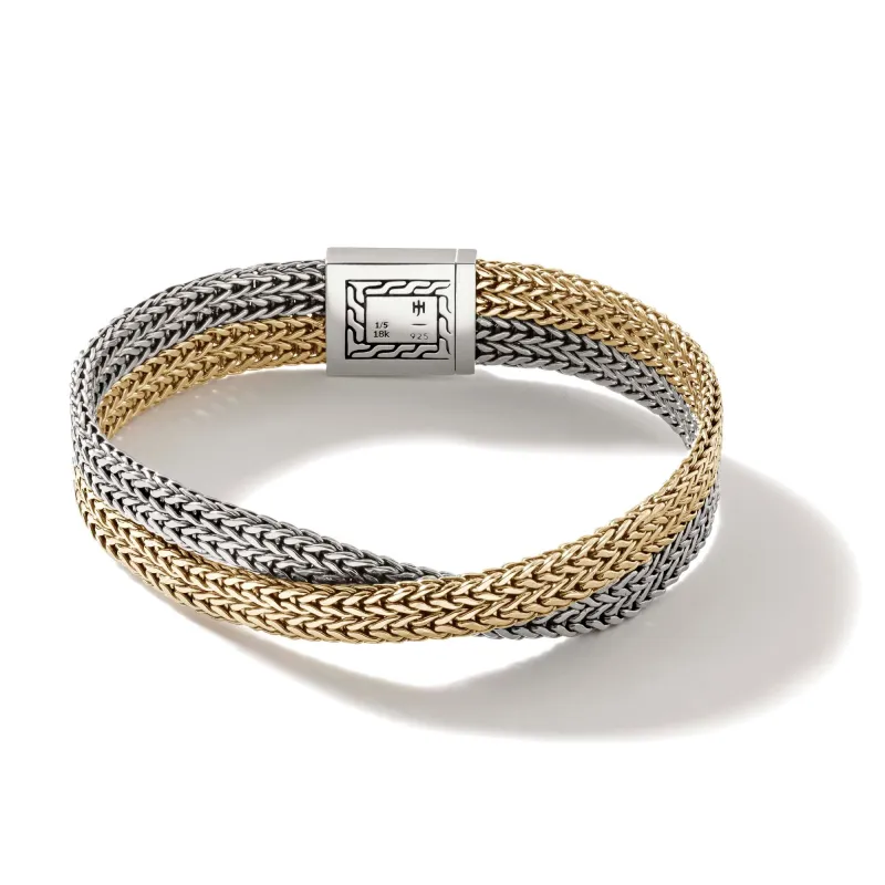 Rata Chain Crossover Bracelet, Gold, Silver|BUZ900919 sold by John Hardy