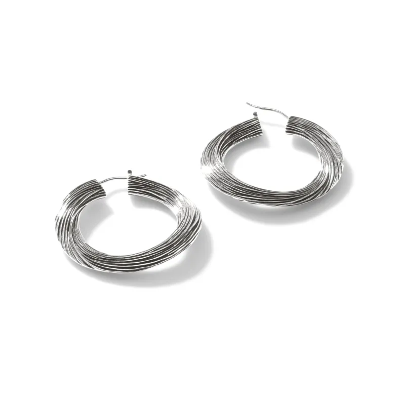 Bamboo Hoop Earrings, Sterling Silver|EB50083 sold by John Hardy