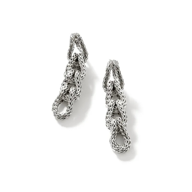 Surf Link Earrings, Sterling Silver|EB900938 made by John Hardy