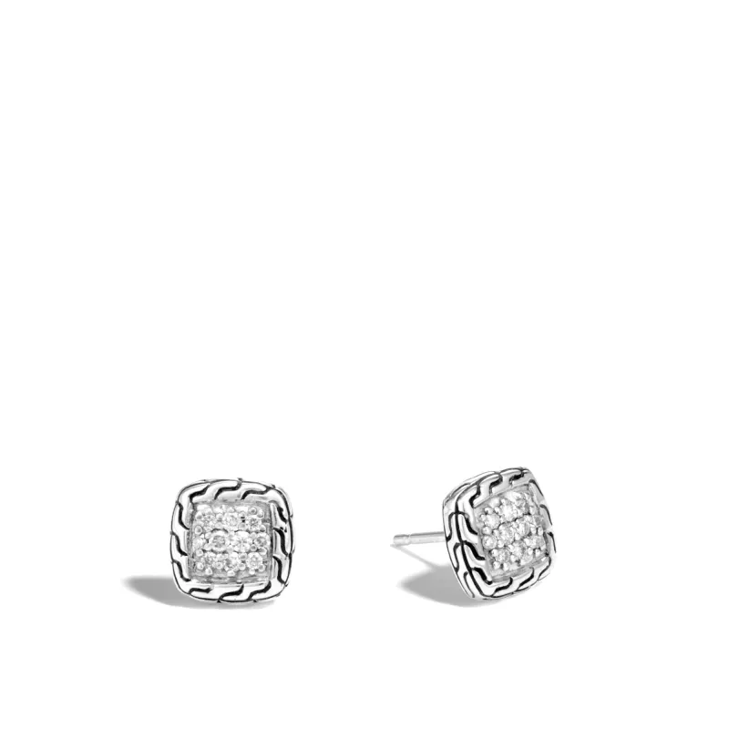 Carved Chain Stud Earrings, Sterling Silver|EBP961822DI sold by John Hardy