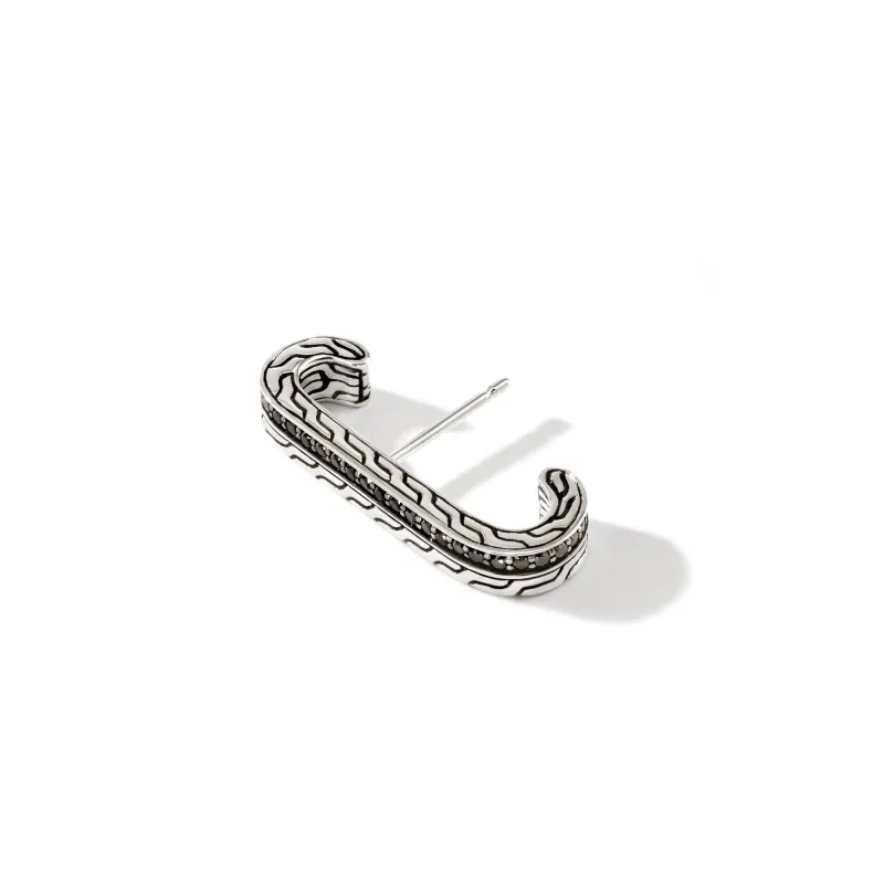 Carved Chain Single Earring, Silver, Pavé|EBS9008184BLSBN sold by John Hardy