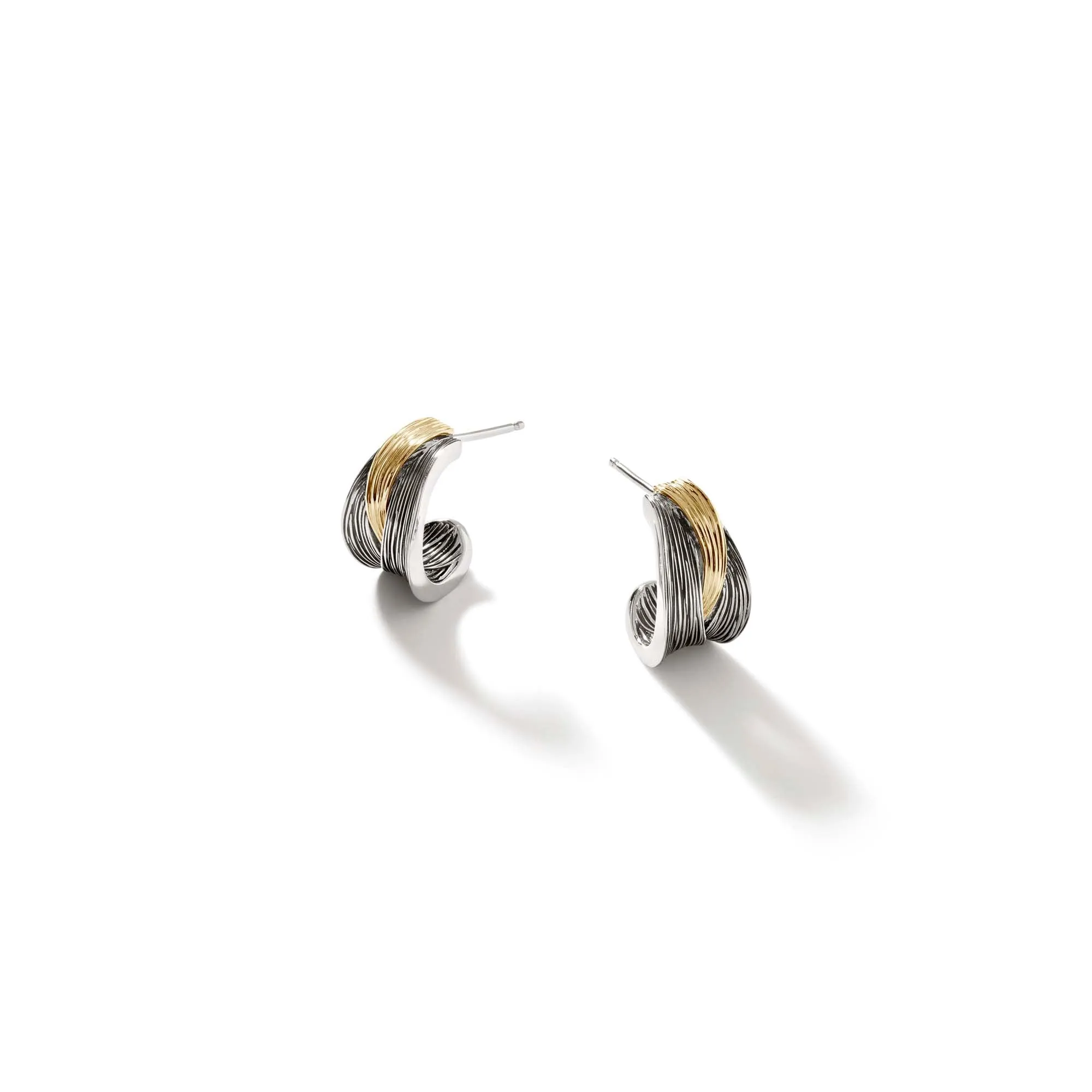 Bamboo J Hoop Earrings, Gold, Sterling Silver|EZ50108 sold by John Hardy